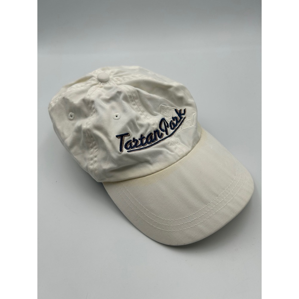 Ahead Klassic Tartan Park Hat White Navy Script Adjustable  Baseball Cap